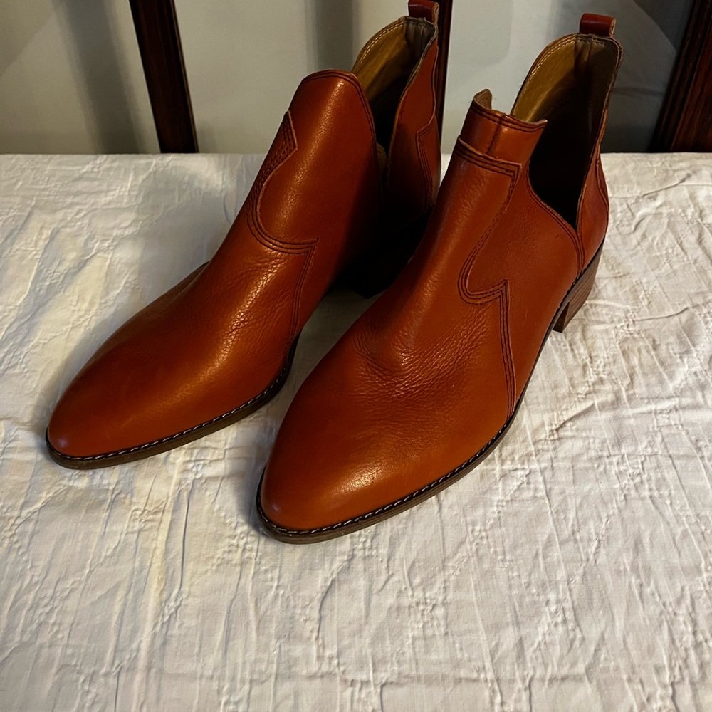 Lucky Brand Women's Burnt Orange Leather Ankle Boots